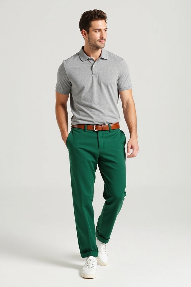 sleek grey polo outfit