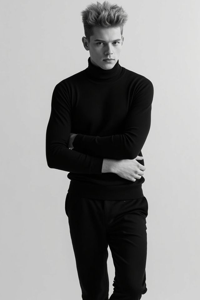 sleek monochrome black ensemble