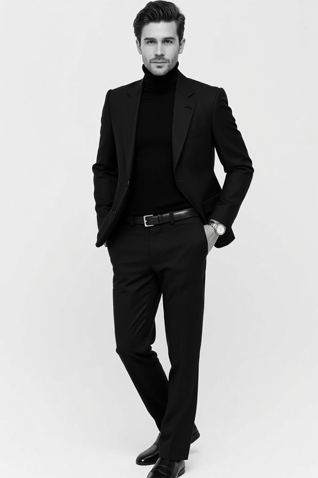 sleek monochrome smart casual