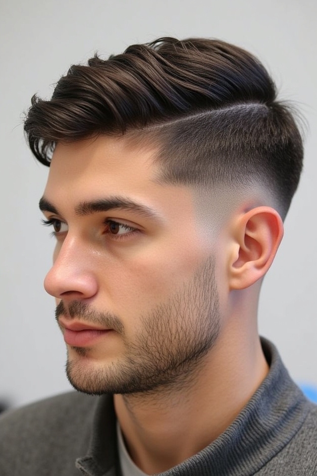 sleek side swept fade
