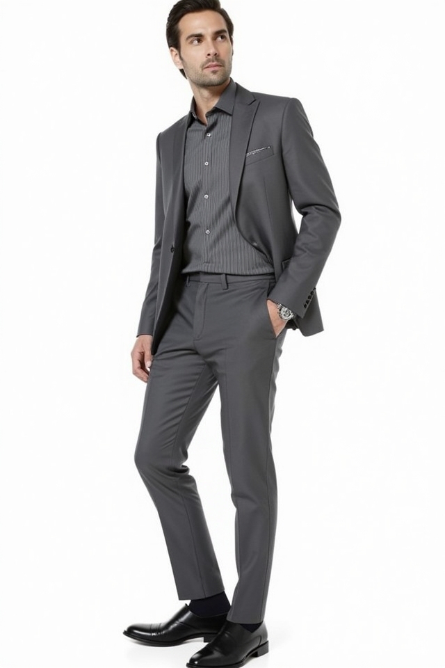 sleek tailored grey ensemble