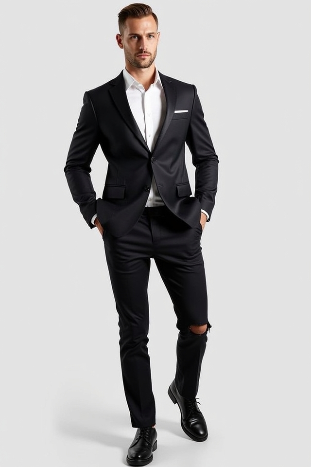 slim blazer ripped pants