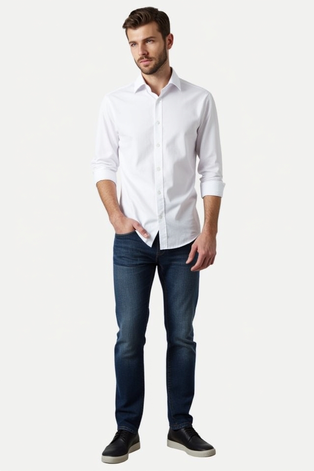 smart casual white denim combo