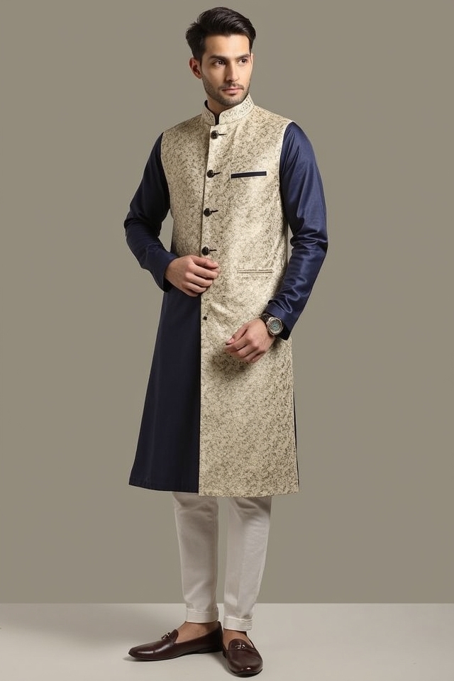 sophisticated kurta waistcoat ensemble