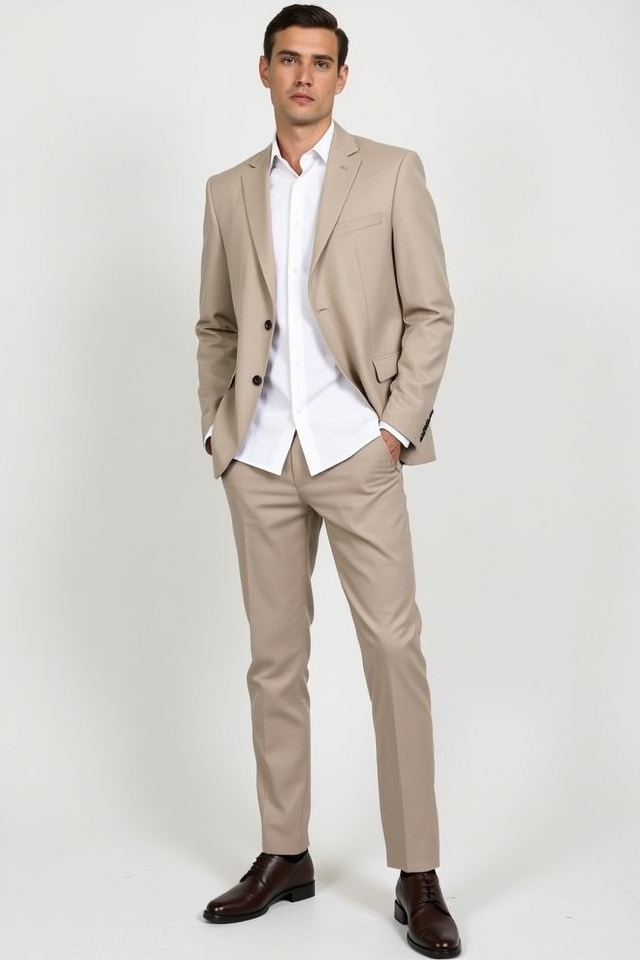 sophisticated nude blazer ensemble