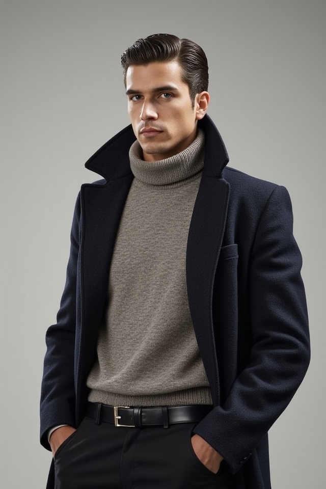 sophisticated roll neck tailored ensemble