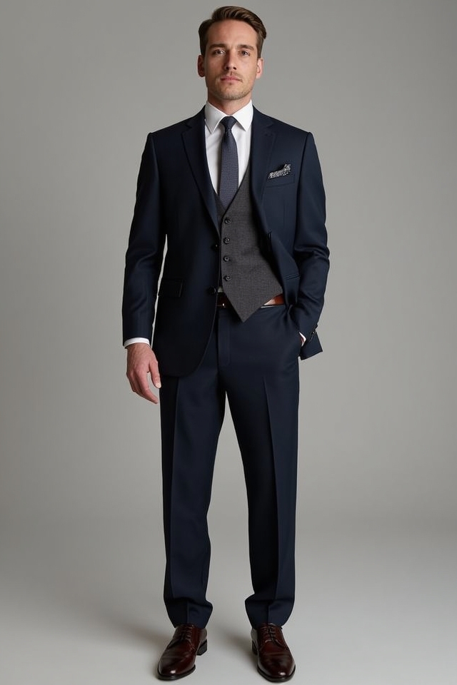 sophisticated tailored three piece ensemble