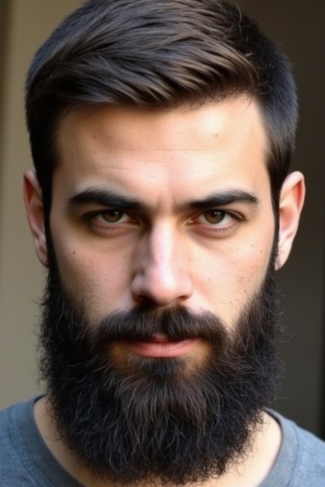 sophisticated trimmed circle beard