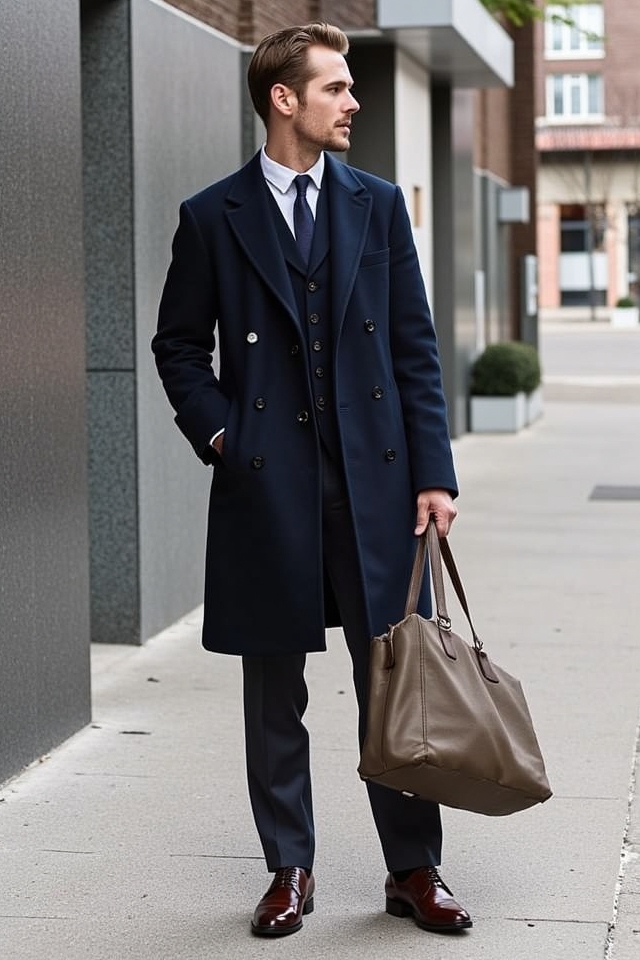 sophisticated wool overcoat ensemble