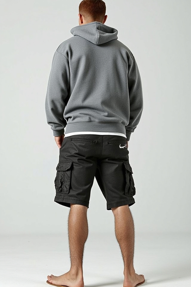 streetwear cargo shorts hoodie