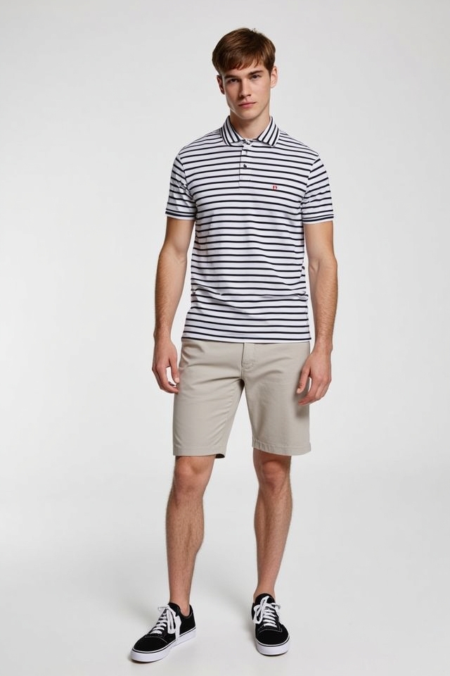striped polo slim shorts