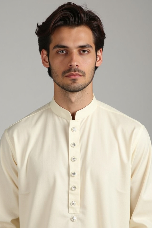 subtle mirror work kurta