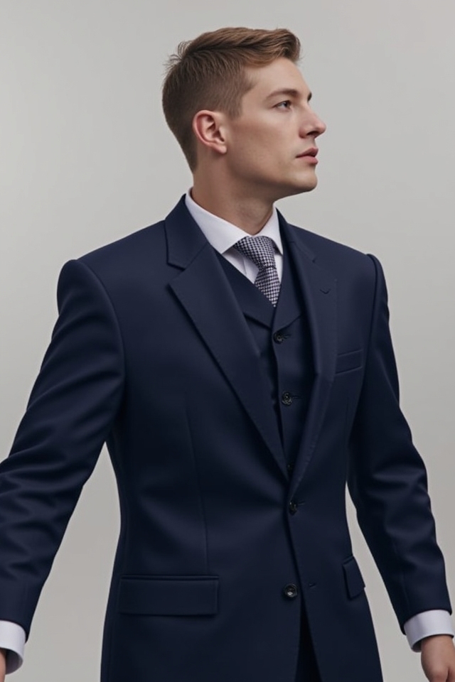 tailored navy green ensemble