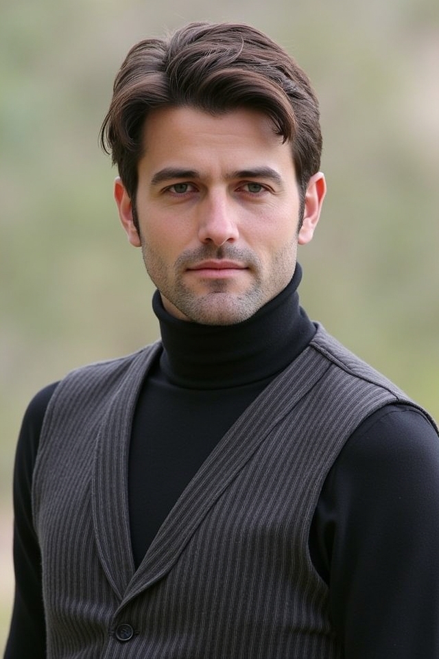 tailored vest turtleneck ensemble