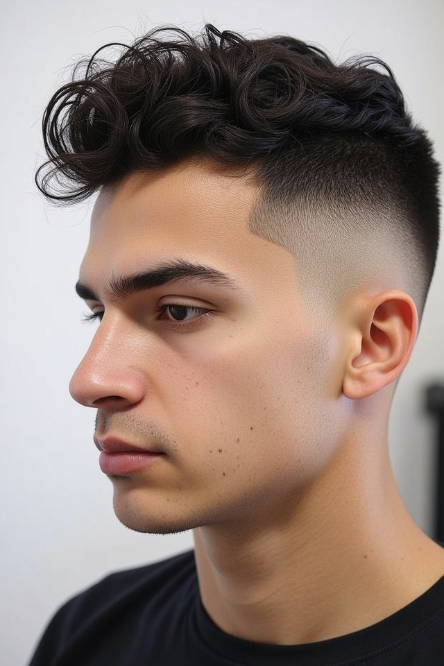 taper fade curly top