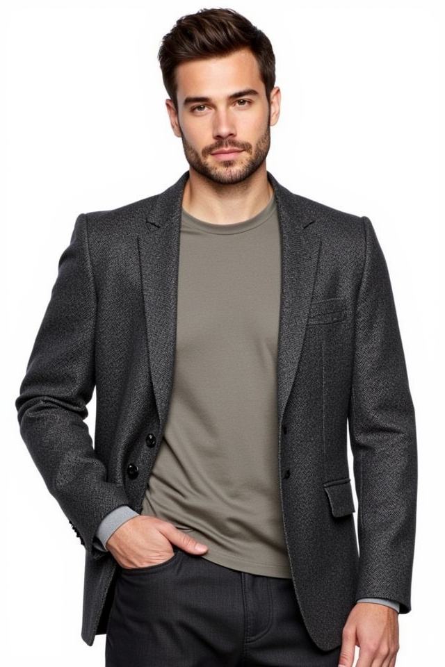 textured jacket simple tee