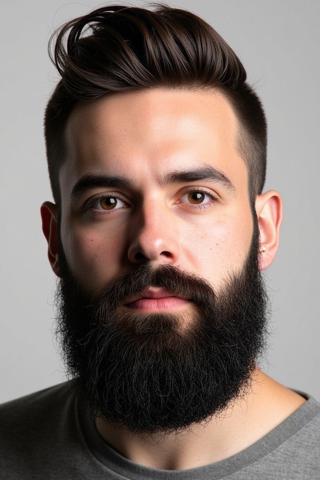 thick tapered ducktail beard