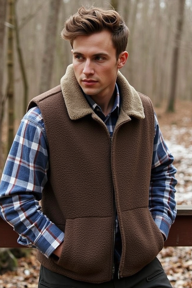 timeless cozy flannel vest