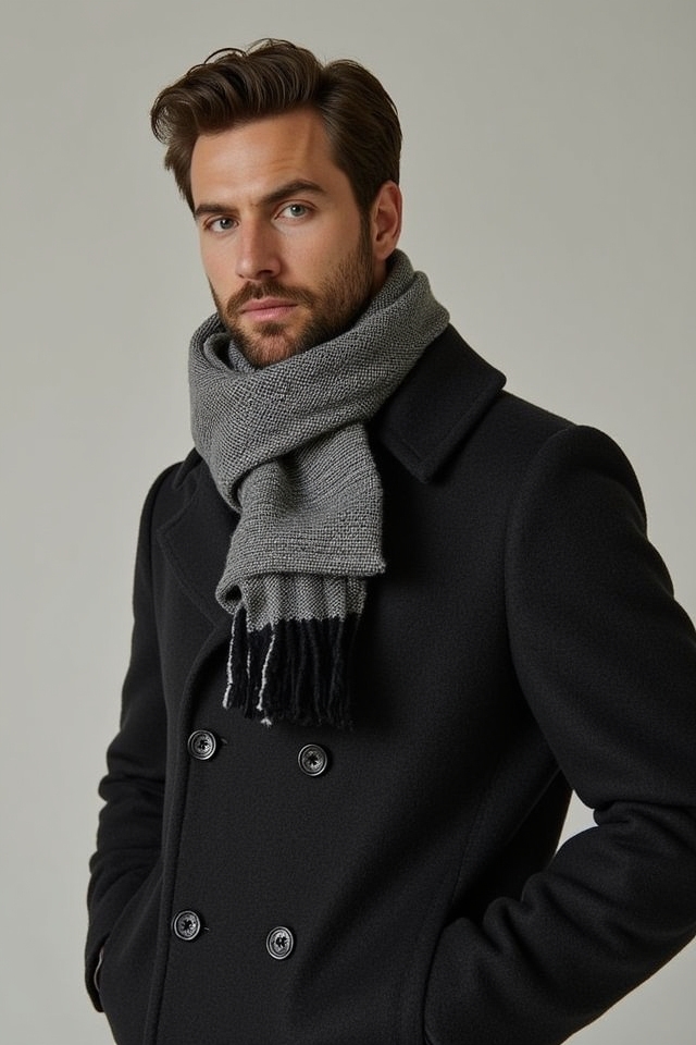 timeless fall scarf peacoat