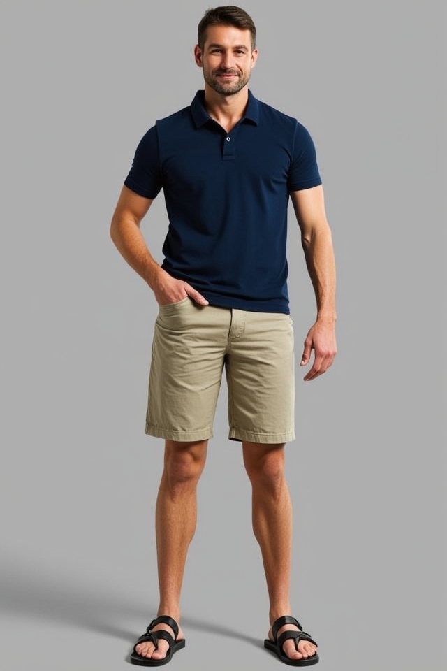 timeless khaki navy polo look
