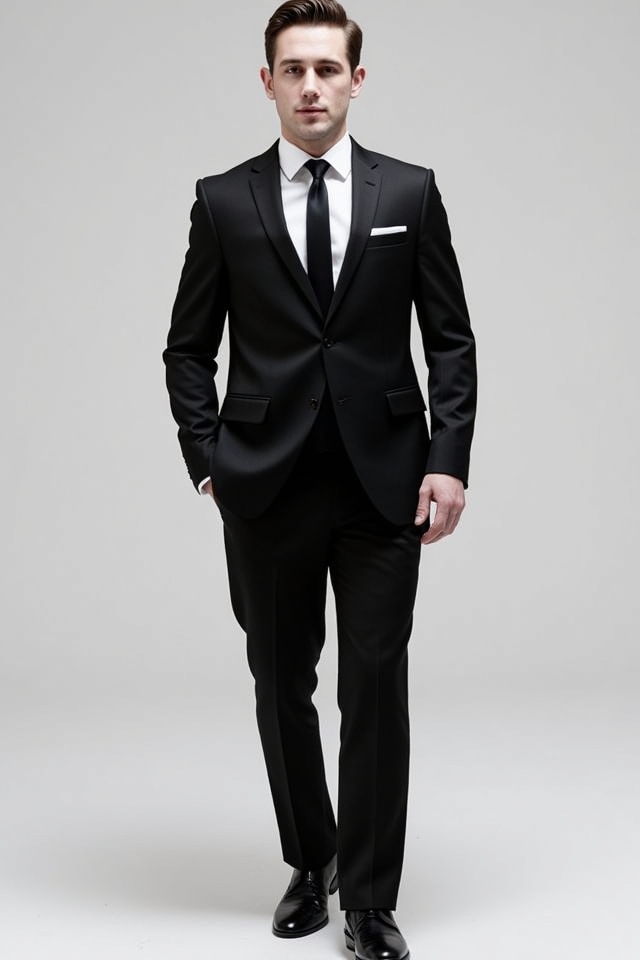 timeless monochrome black suit