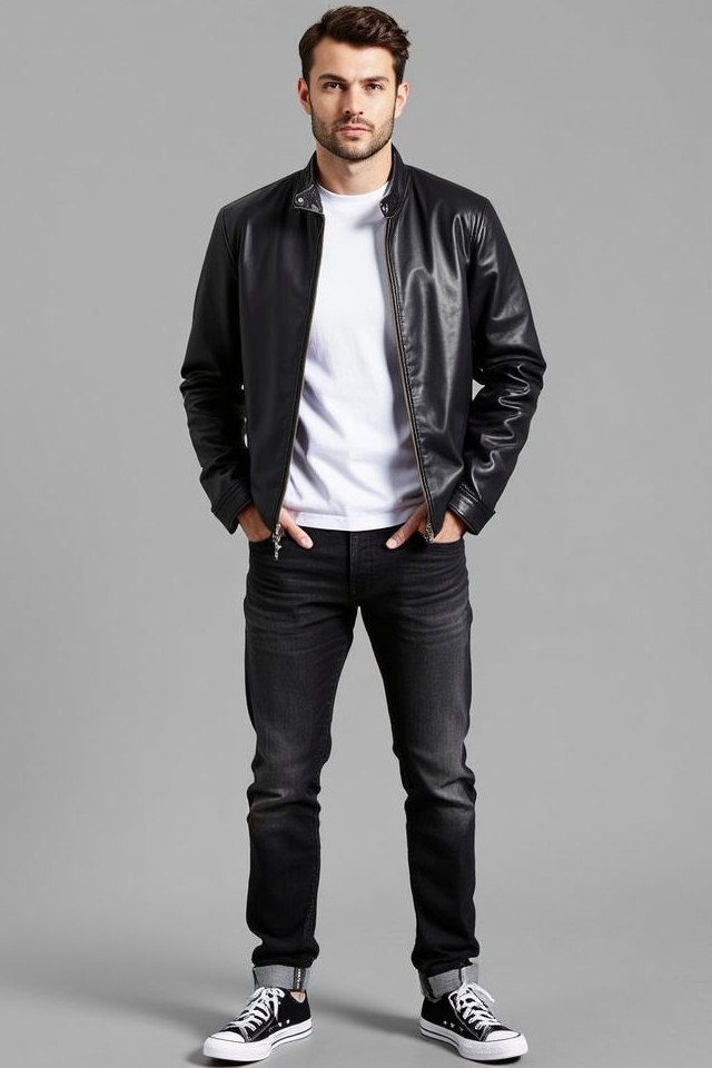 timeless t shirt leather ensemble