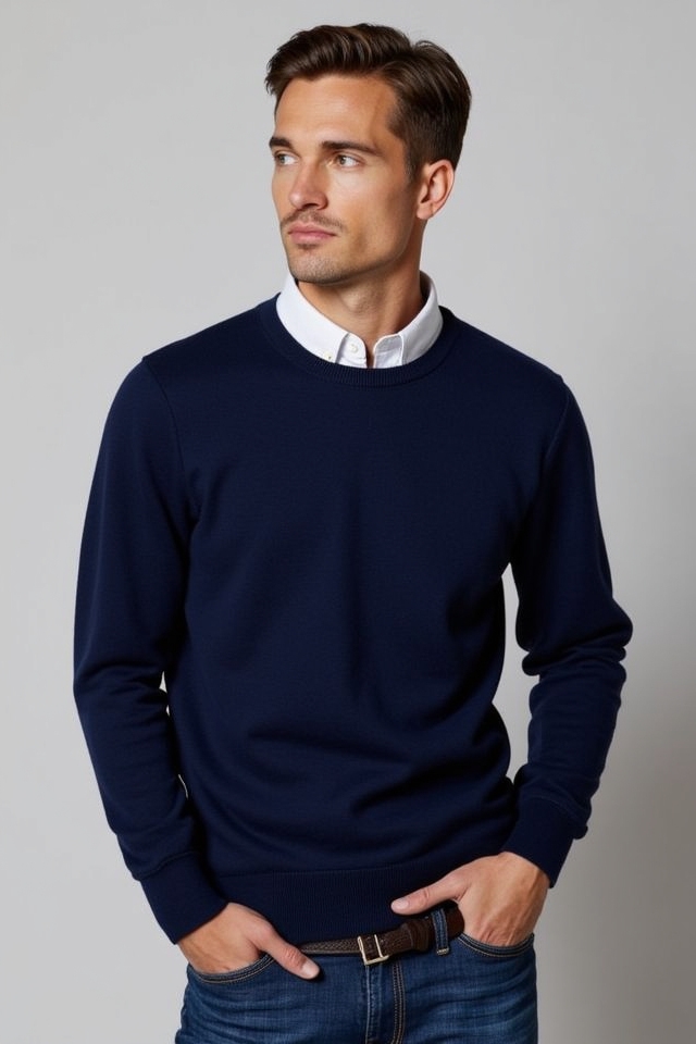 timeless versatile navy crewneck