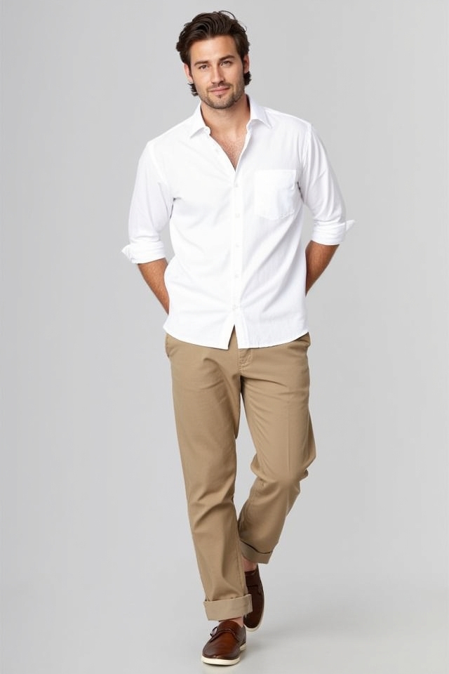 timeless white shirt chinos
