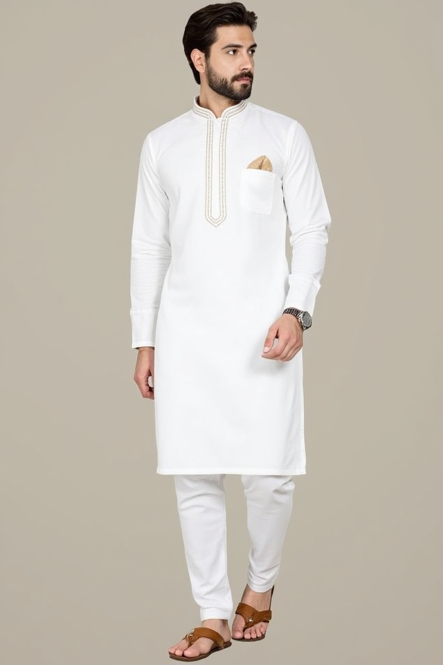 traditional elegant white kurta