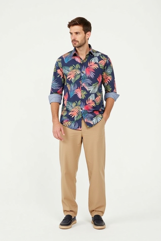 tropical shirt with chinos