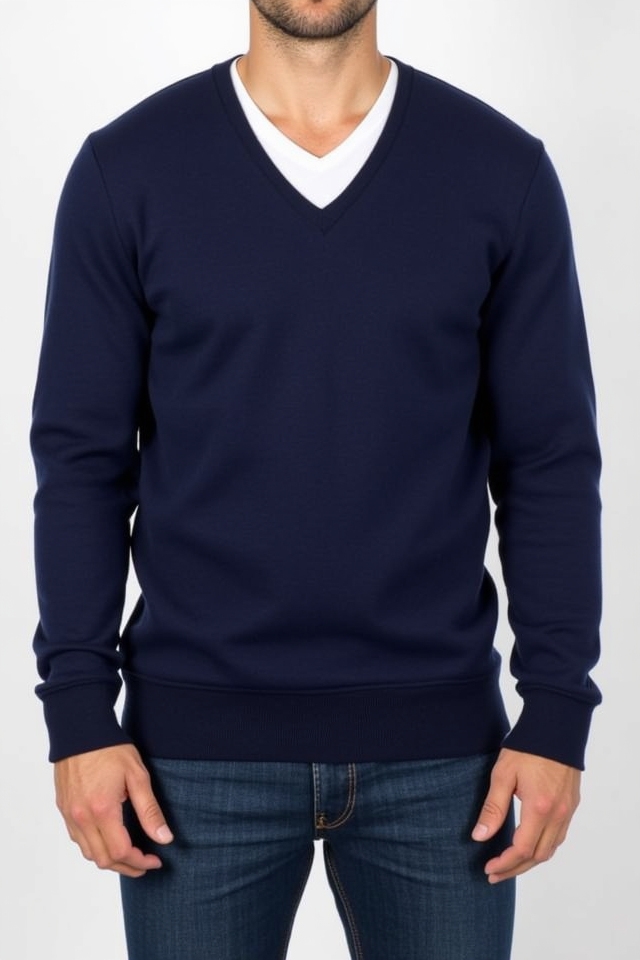 versatile navy blue v neck sweater