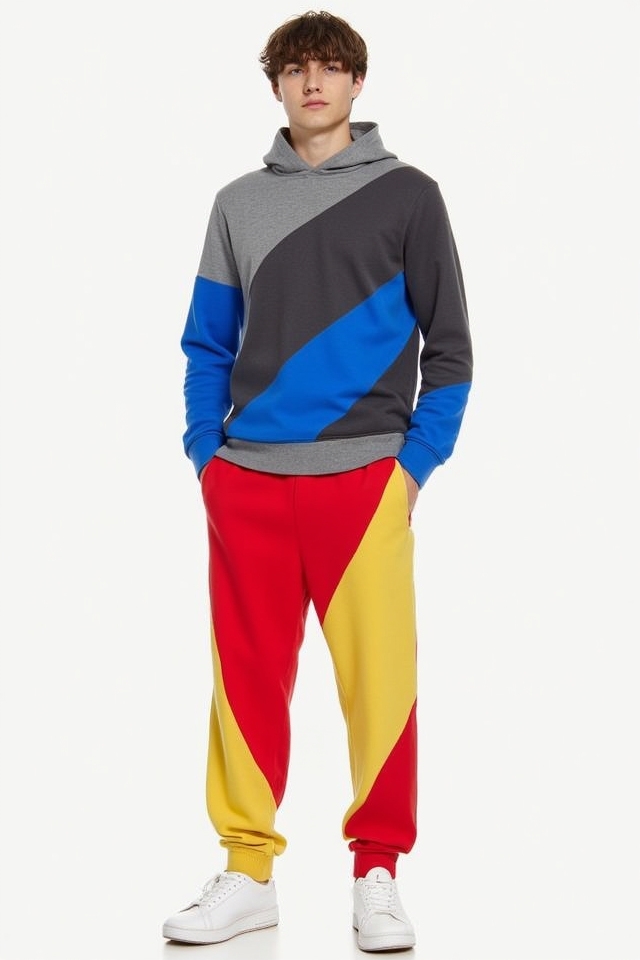 vibrant color block joggers