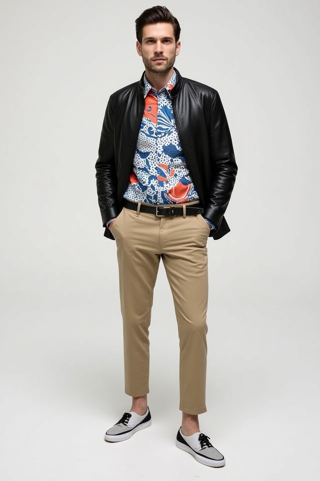 vibrant patterned shirt combo