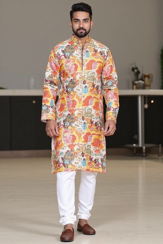 vibrant printed short kurtas