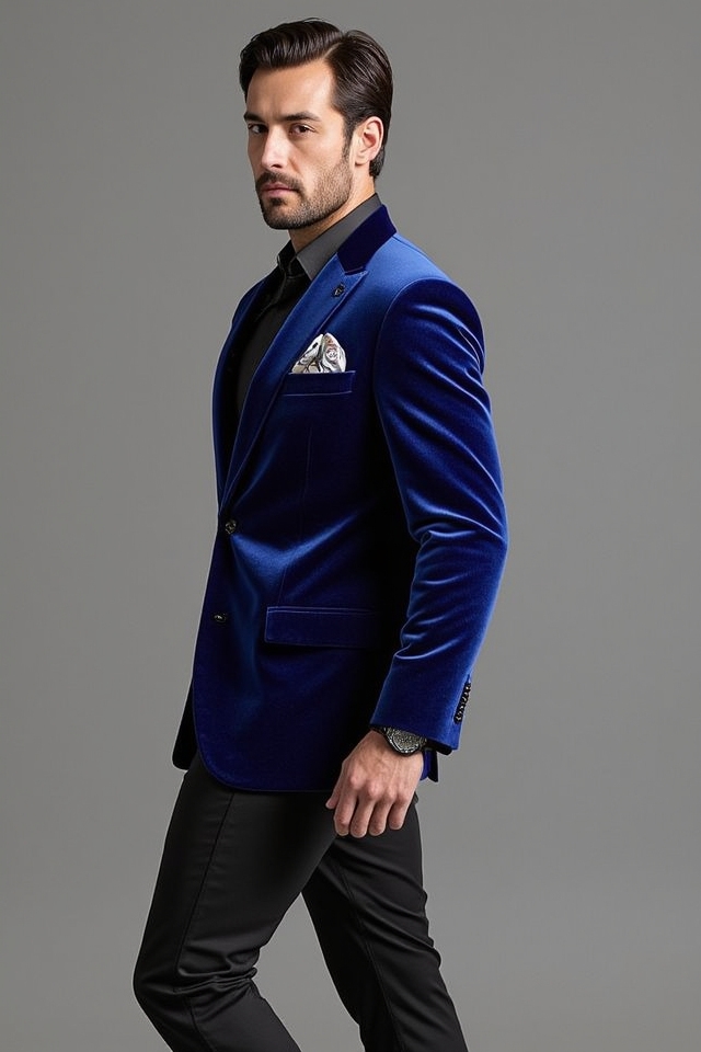 vibrant velvet blazer ensemble