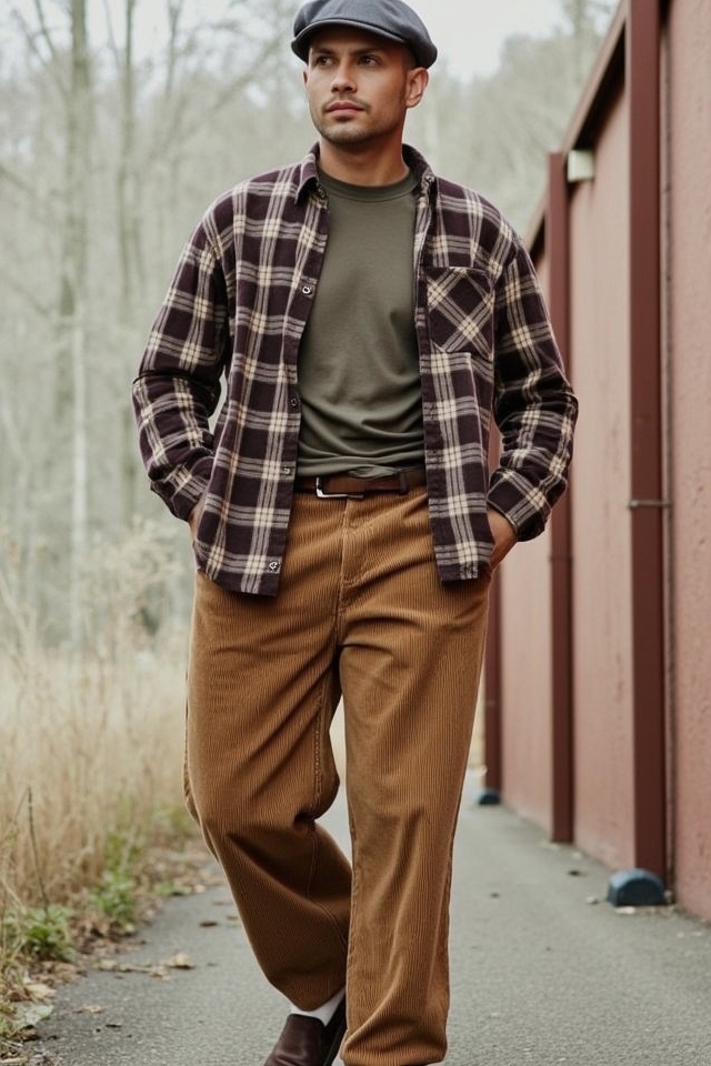 vintage flannel baggy corduroy