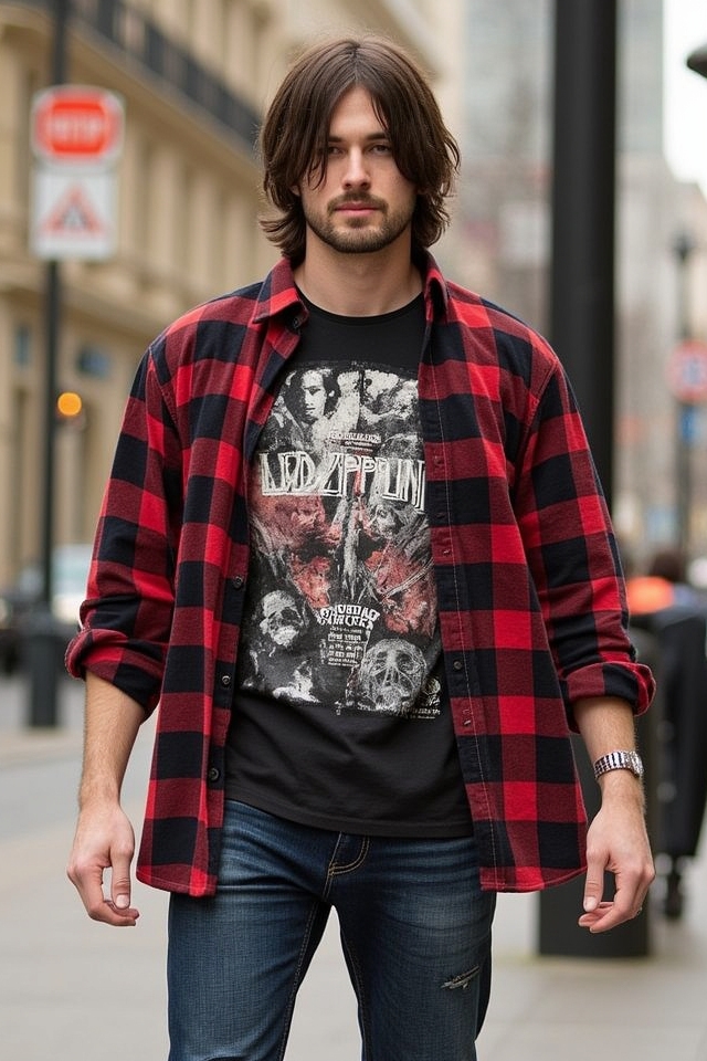 vintage rock tee flannel