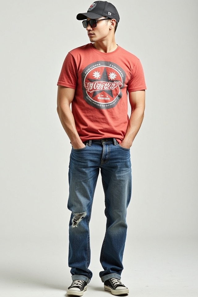 vintage tee distressed denim