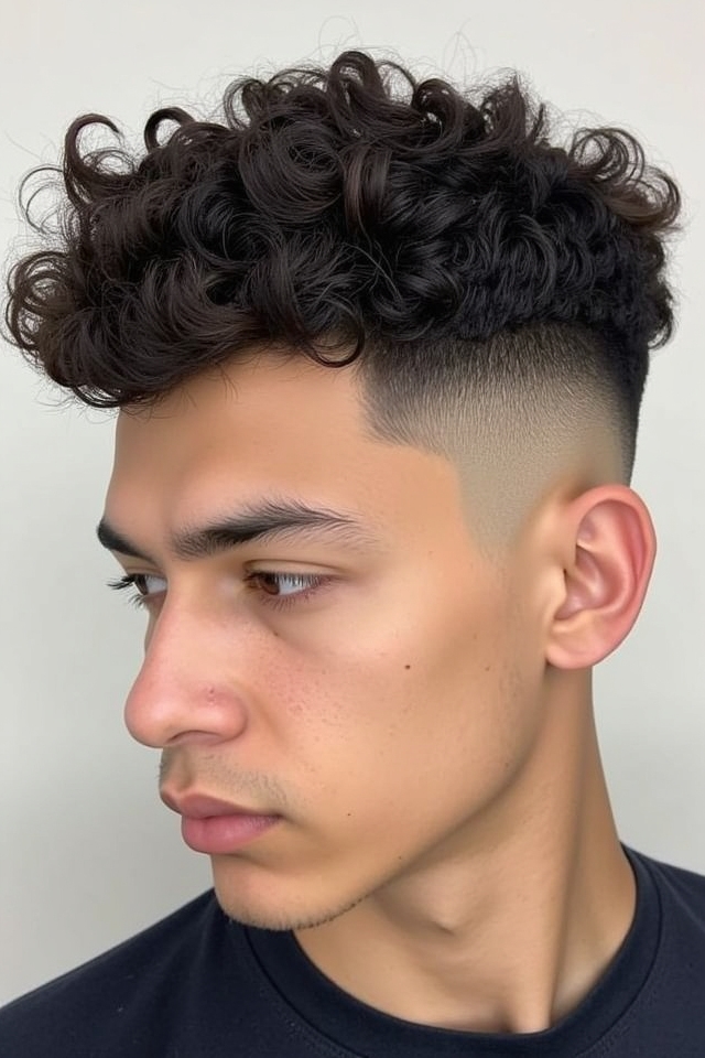 voluminous curly top taper
