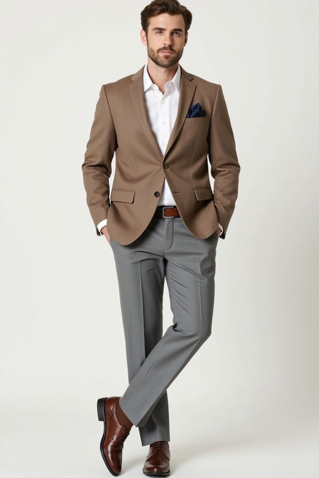 warm taupe grey ensemble