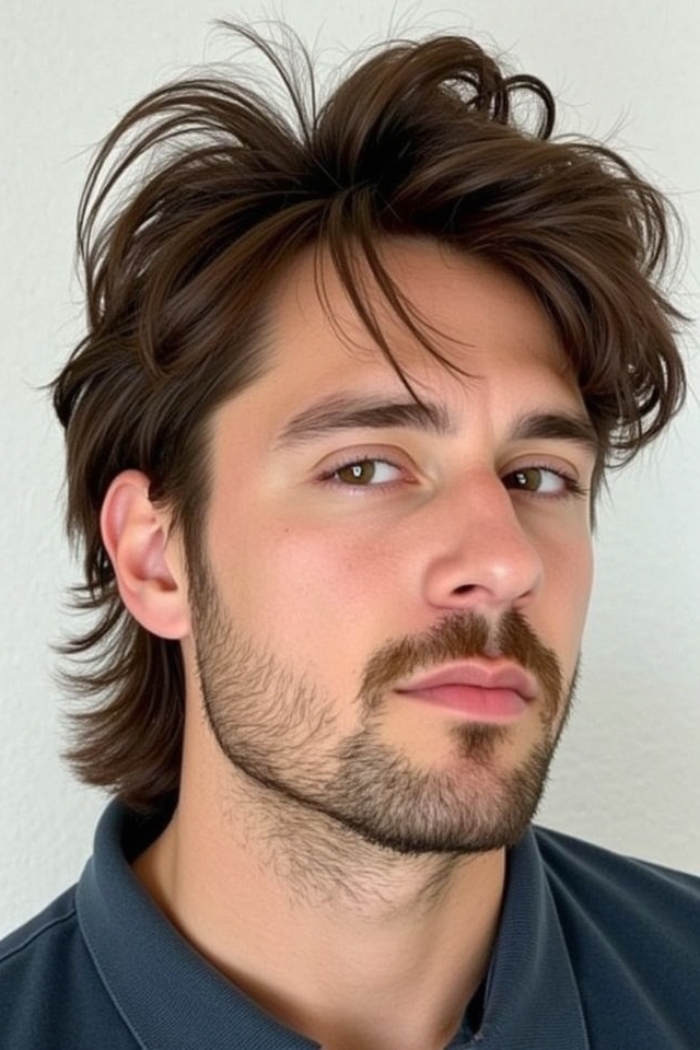 wavy mullet side part