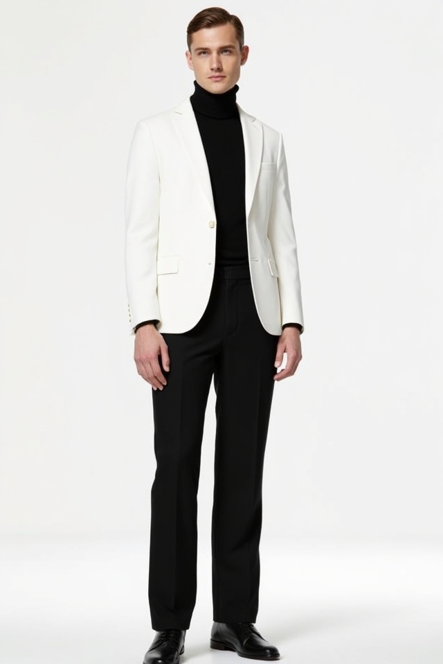 white blazer black turtleneck