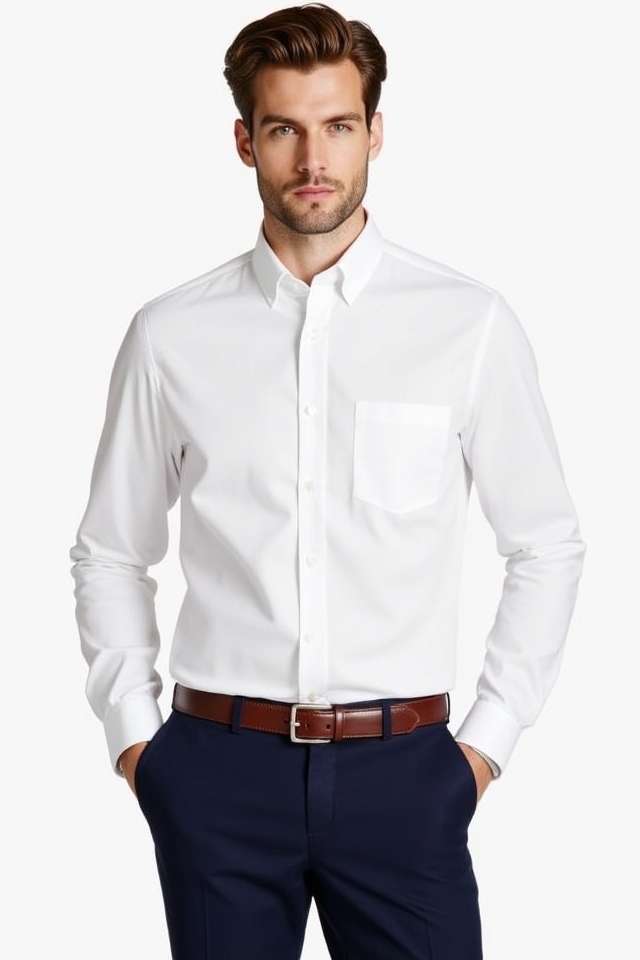 white oxford navy chinos