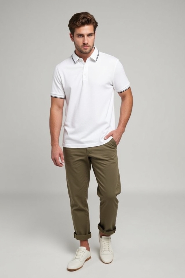 white polo chinos casual