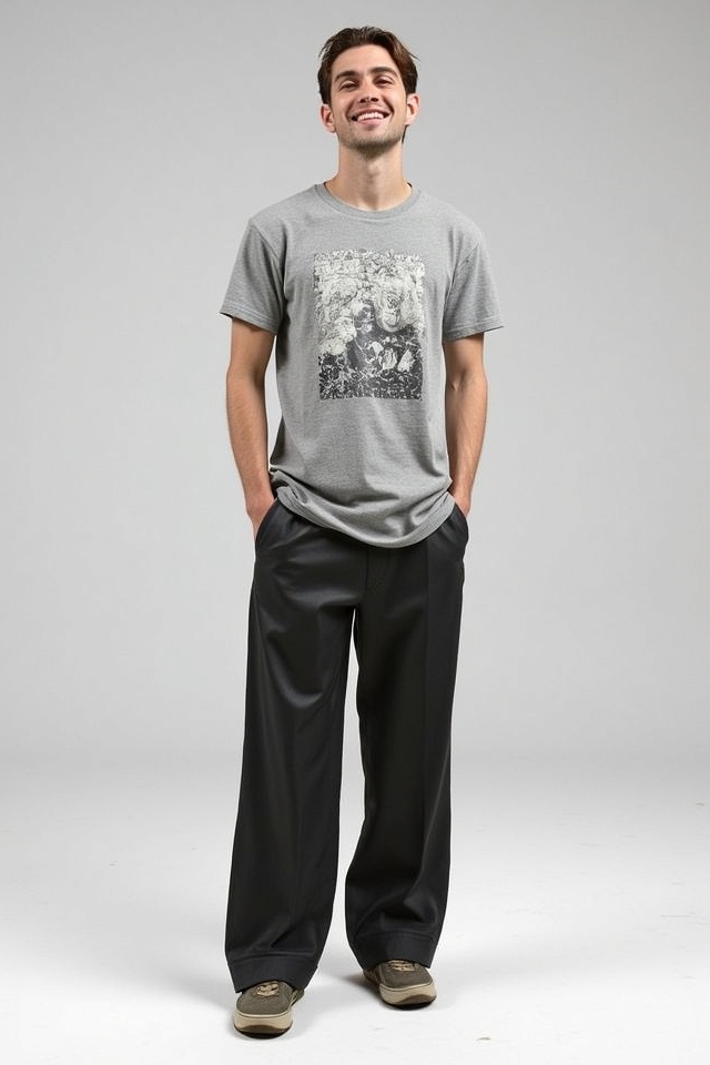wide leg graphic tee ensemble