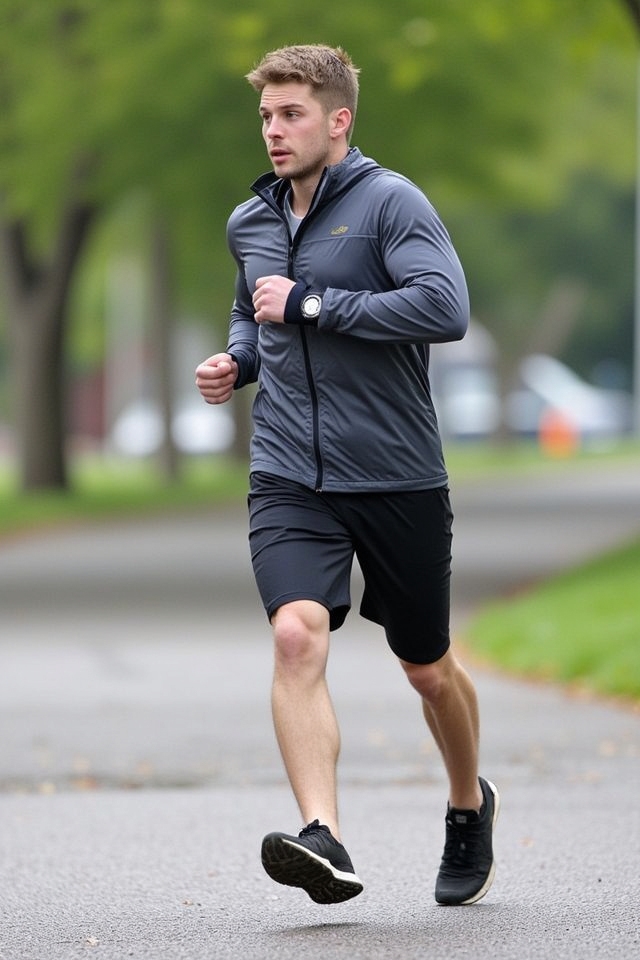 windbreaker and quick dry shorts