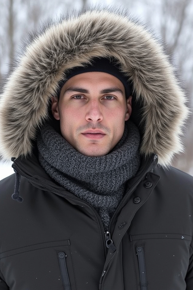 winter parka thick scarf