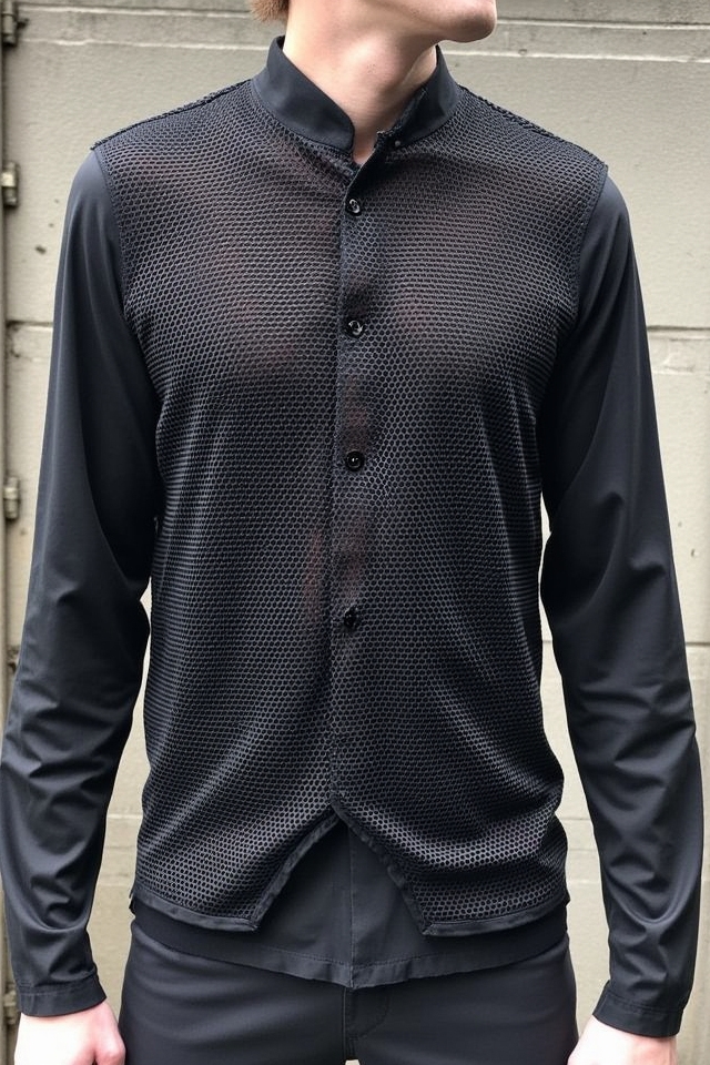 y2k layered mesh shirt