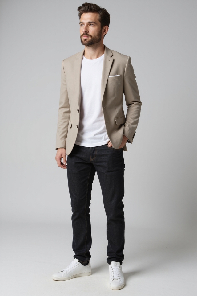 blazer sneakers polished casual