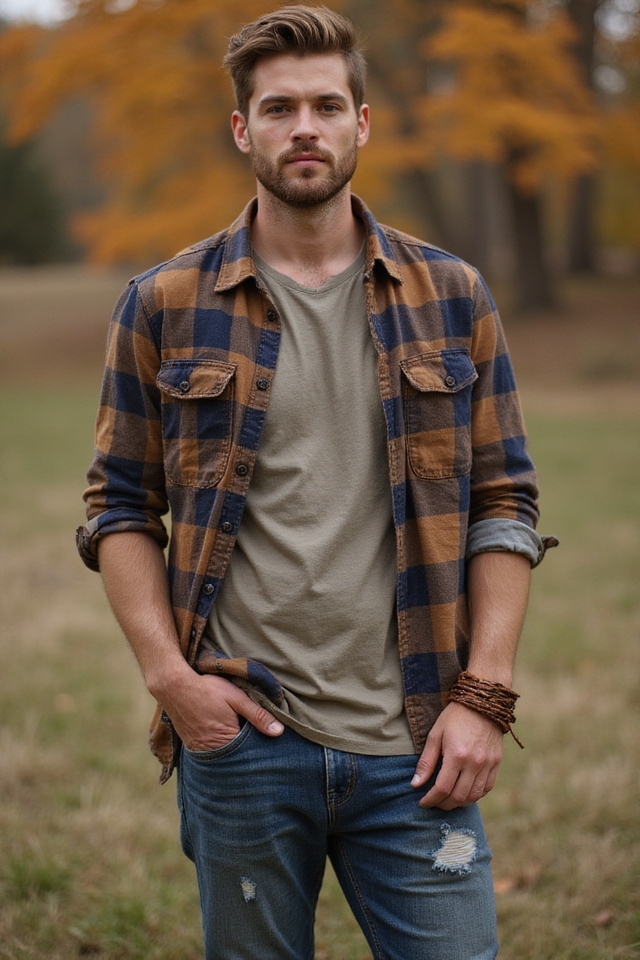 bohemian fall flannel style